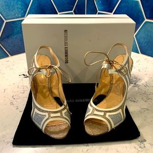 Nicholas Kirkwood Champagne & White Heeled Sandal